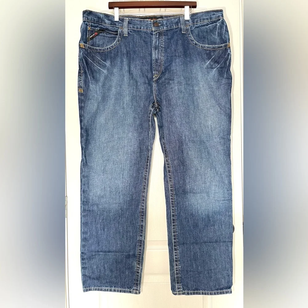 Ariat FR M3 Loose Straight Leg Jeans Men’s 42x32 Blue Frame Resistant Work - Picture 3 of 16